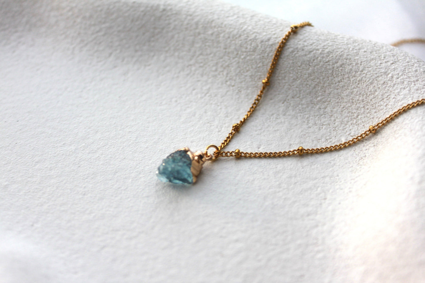 Gold Plated Beaded Aquamarine Necklace