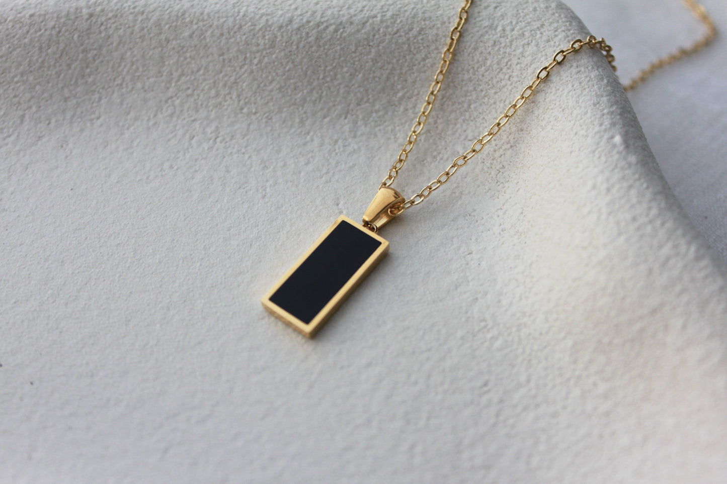 Gold Plated Black Agate Necklace