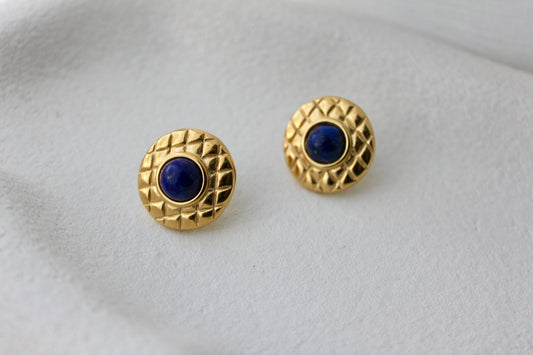Lapis Lazuli Earrings Gold Plated