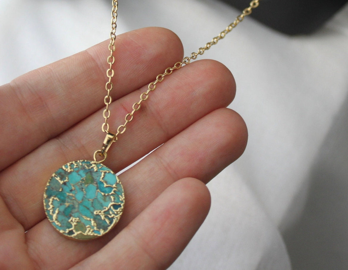 Gold Plated Turquoise Necklace