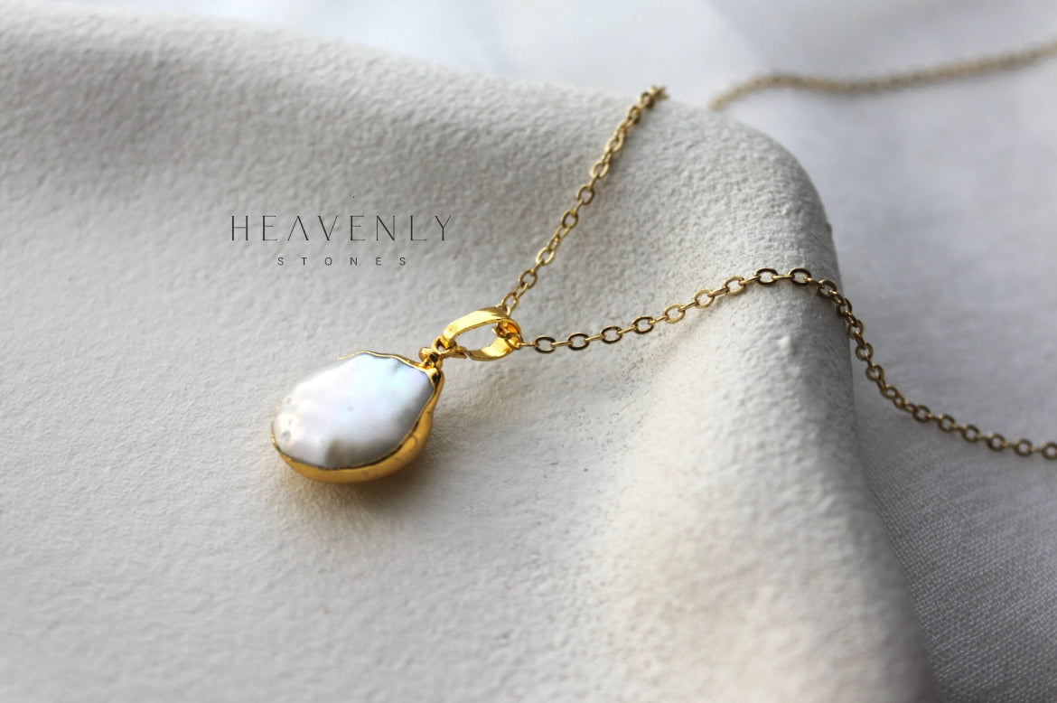 Gold Plated Mother of Pearl Necklace