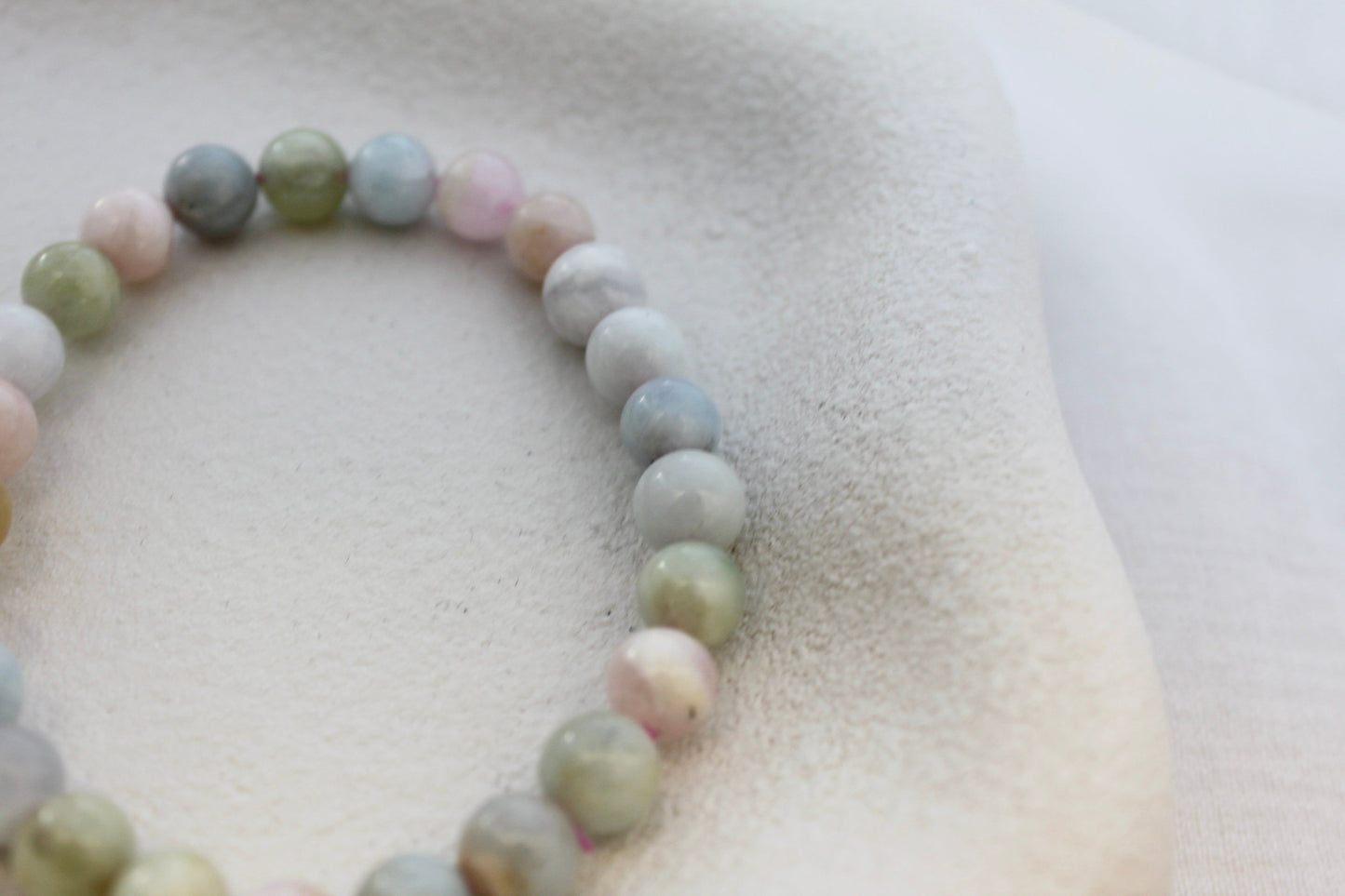 Aquamarine, Morganite & Jade Crystal Bracelet