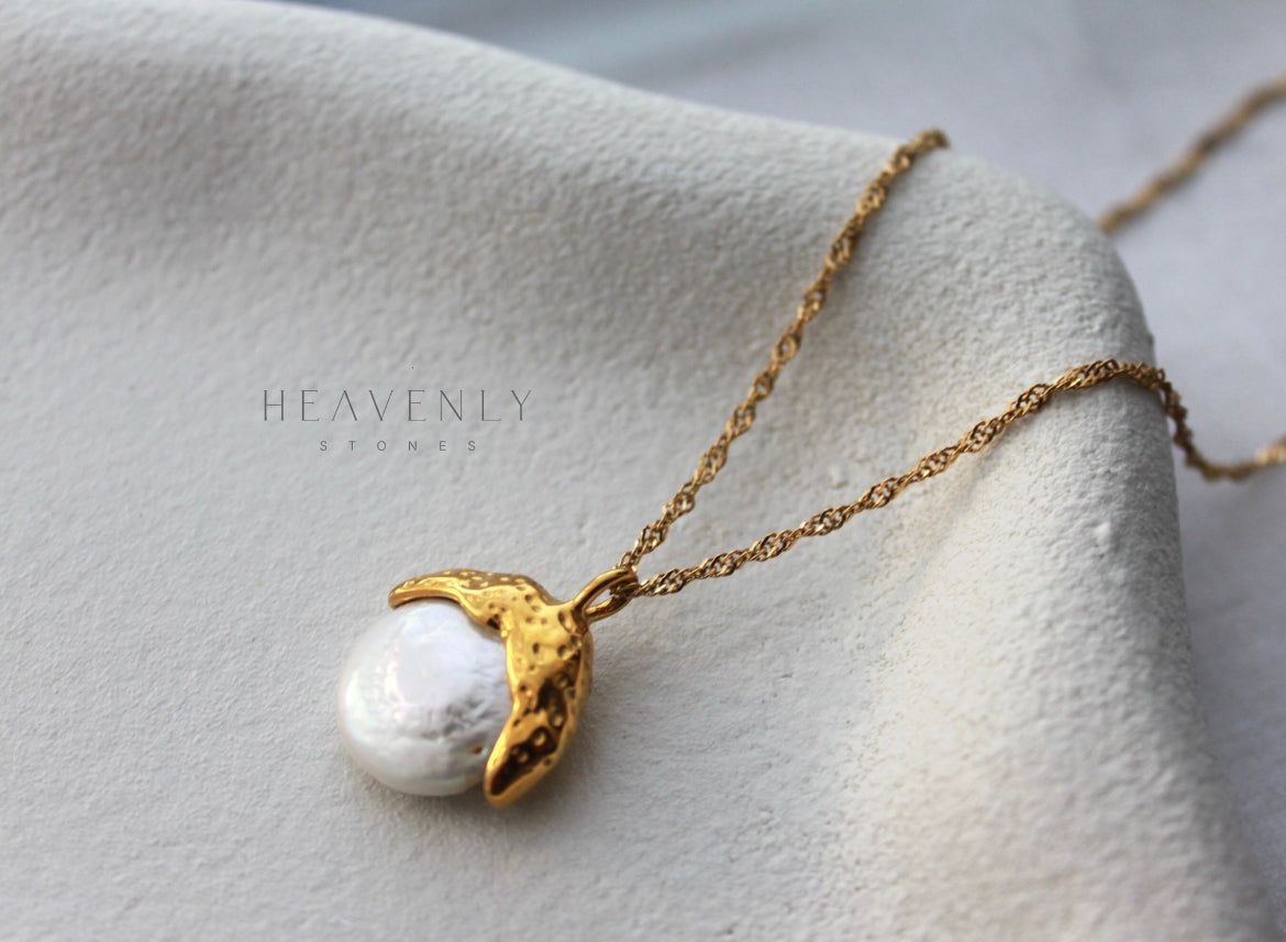 Gold Plated Pearl Crown Necklace